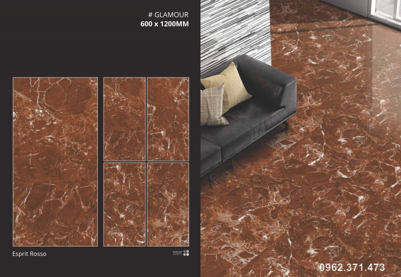 gạch 60x120 ốp mặt tiền nâu đỏ